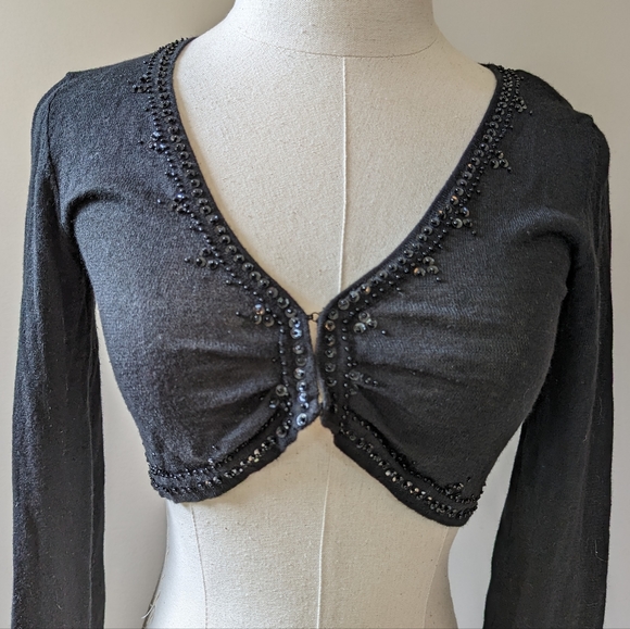 Y2K Black Sequin Bolero Top - Picture 4 of 8